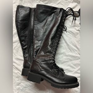 TORRID KNEE HIGH COMBAT BOOTS BLACK SIZE 8.5 8 1/2 WIDE CALF